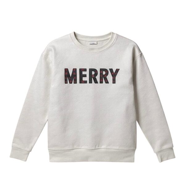 Grayson Threads “MERRY” White Sleepwear Top Holiday Sweatshirt Style Women M - Picture 1 of 4